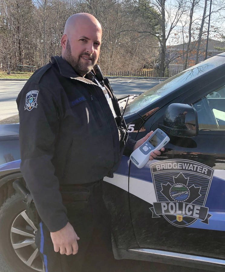 <p>SUBMITTED PHOTOs</p><p>Det./Cst. Derek Childs of the Bridgewater Police Service with the SoToxa device in hand.</p>