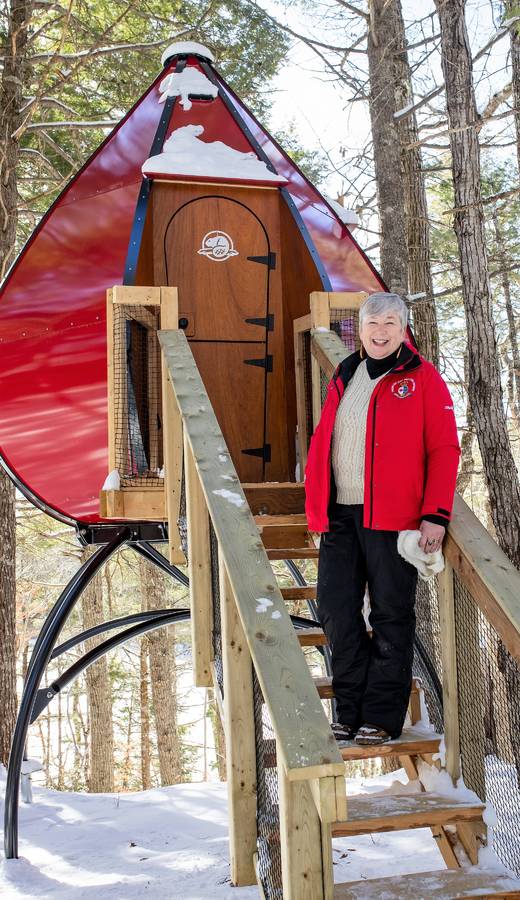 <p>CONTRIBUTED PHOTO</p><p>Bernadette Jordan, Minister of Fisheries, Oceans and the Canadian Coast Guard, announced March 9 that Ottawa would be investing nearly $600,000 in the installation of solar panels at Kejimkujik National Park. She is shown here in front of one of five new Oasis pods that have been built in the park.</p>