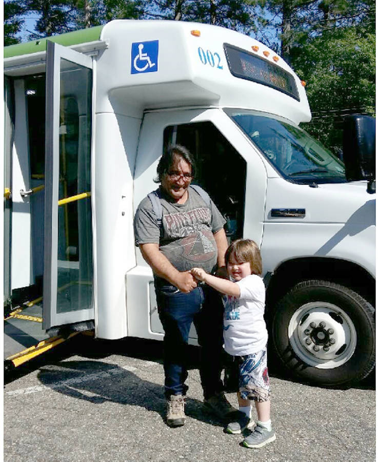 <p>SUBMITTED PHOTO</p><p>Joe Pacheco of Bridgewater, pictured with his son, became the town transit system&#8217;s 100,000th rider.</p>