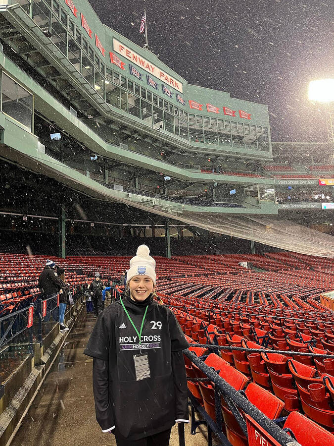 <p>CONTRIBUTED PHOTO</p><p>Madison Beck takes some time to soak in the atmosphere prior to the game against rival Boston University at Fenway Park Jan. 6.</p>