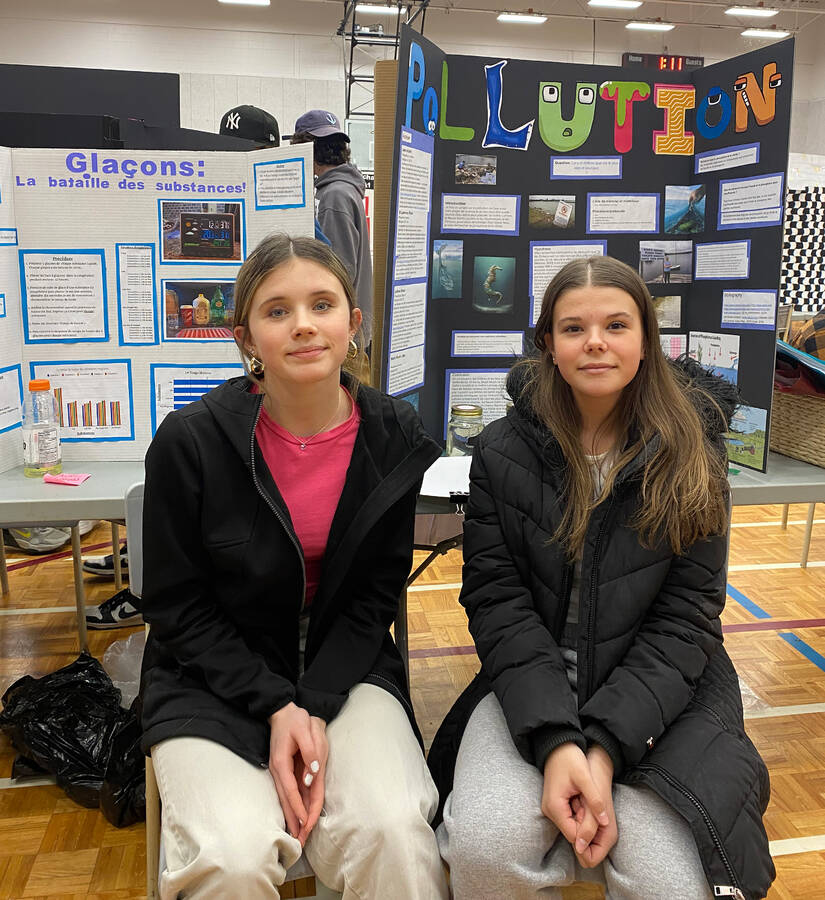 <p>Kevin McBain PHOTO</p><p>GREAT PROJECTS!!</p><p>The annual Bridgewater Junior High School science fair, for grades 7 and 9 students, was held Feb. 15. Shown above are Grade 9 students, from left to right, Aleena Dolnaev, Cassidy Tenwolde and Olivia Landry. At left are Grade 9 students Claire Fifield and Makayla Foster. More than 25 students and their projects were chosen to represent the school at the regional science fair that will be held March 27 and 28 at the Lunenburg County Lifestyle Centre.</p>